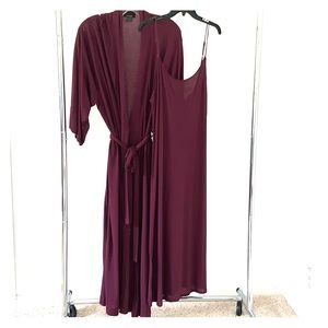 Natori Shangri La Knit Robe and Gown- plum in XL